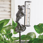 Frog Rain Gauge Garden Pick Set of 2