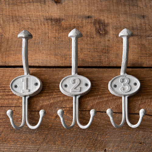 Schoolhouse Numbered Hook Set of 3