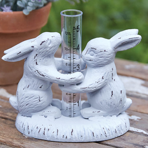 Hugging Bunnies Tabletop Rain Gauge