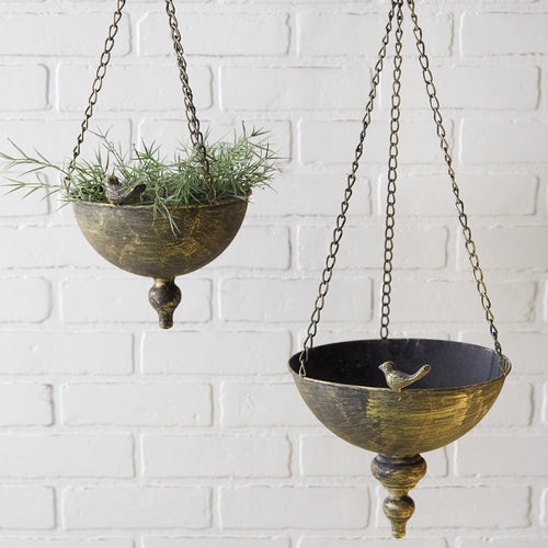 Hanging Metal Finial Planter Set of 2