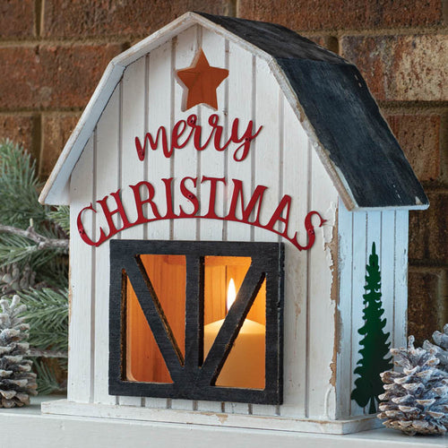 Holiday Barn Candle Lantern