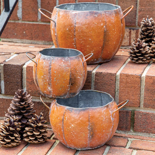 Pumpkin Metal Pot Set of 3