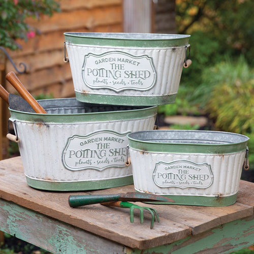 Rustic Potting Shed Bucket Set of 3