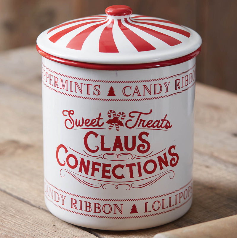 Claus Confections Enameled Christmas Container