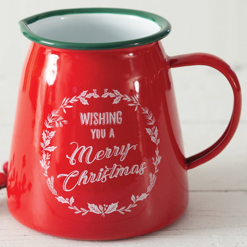 Wishing You A Merry Christmas Enameled Creamer Cup