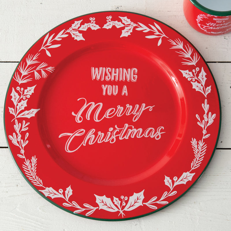 Wishing You A Merry Christmas Enameled Charger