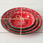 Wishing You A Merry Christmas Enameled Dish Set of 3