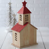 Holiday Schoolhouse Wooden Candle Lantern