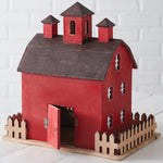 Red Holiday Barn Candle Lantern