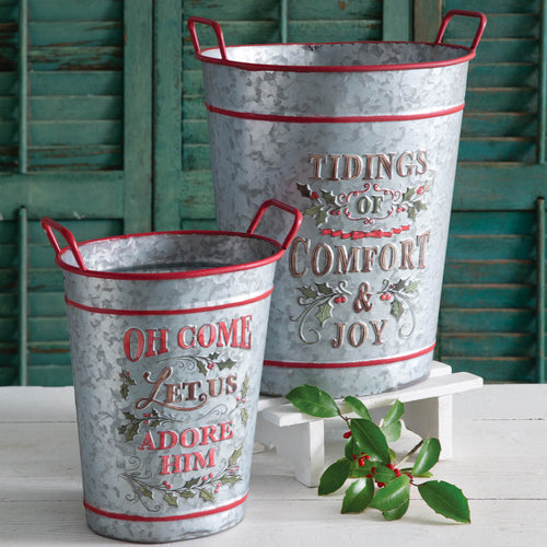 Religious Christmas Planter Set of 2