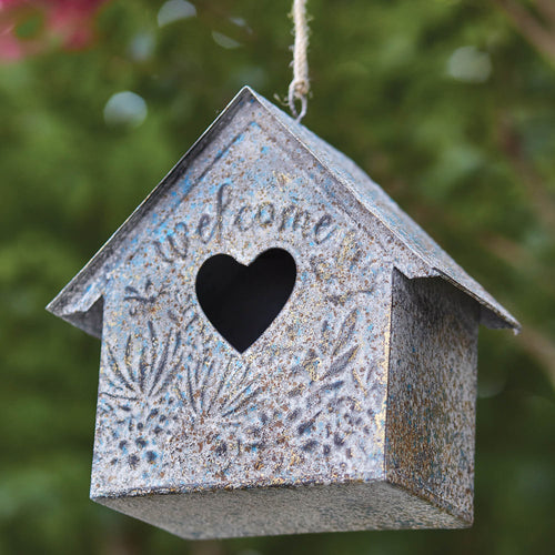 Farmhouse Denim Heart Birdhouse