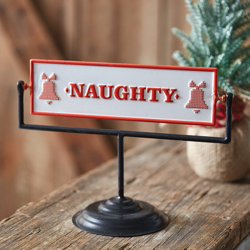 Naughty Nice Rotating Tabletop Sign