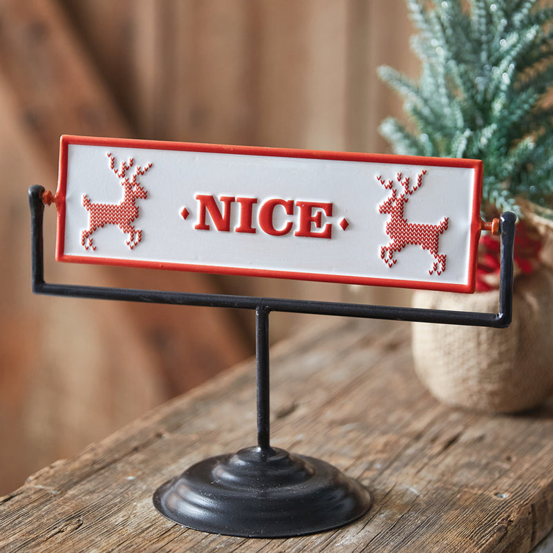 Naughty Nice Rotating Tabletop Sign