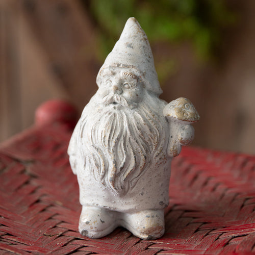 Santa Gnome with Mushroom Sculpture