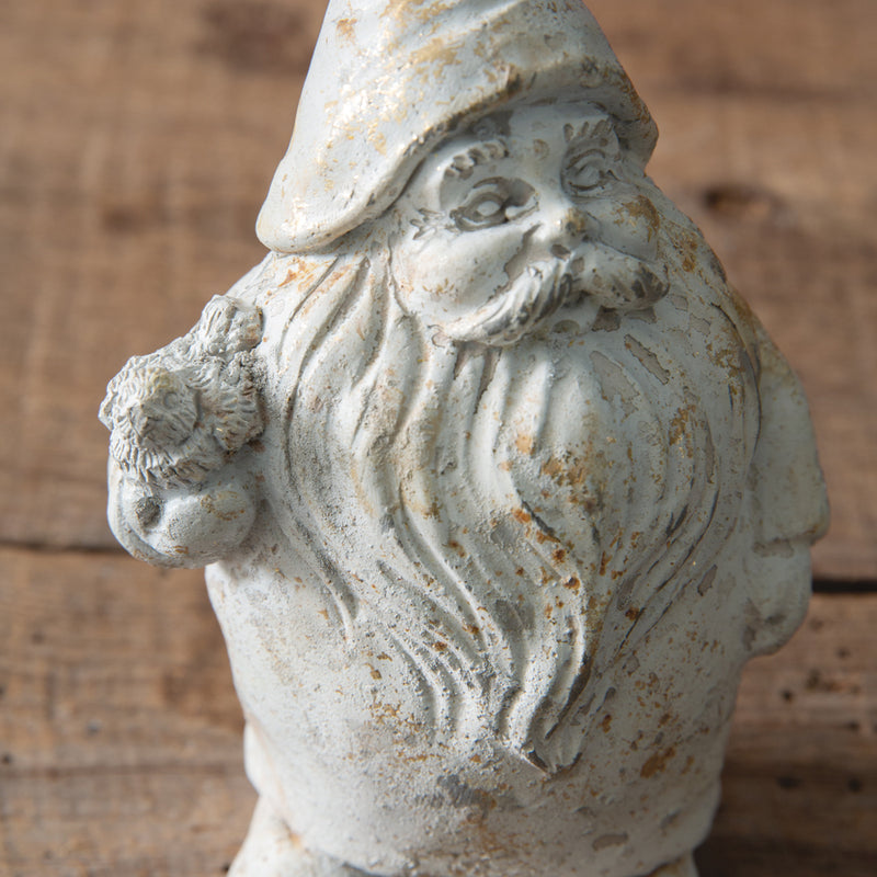 Santa Gnome with Bird Sculpture