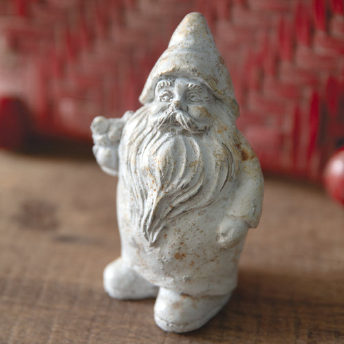 Santa Gnome with Bird Sculpture