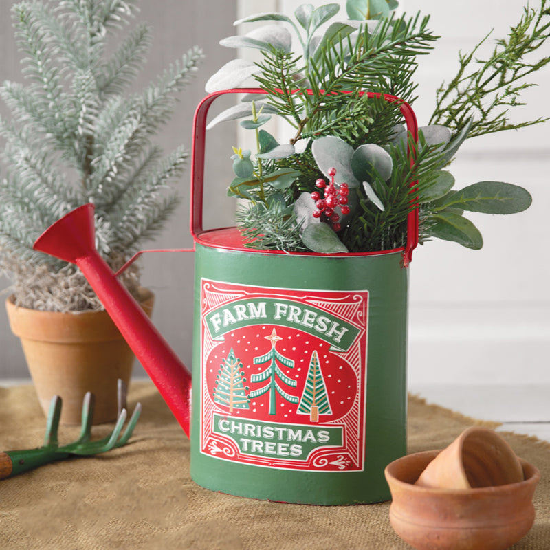 Farm Fresh Christmas Tree Watering Can Planter