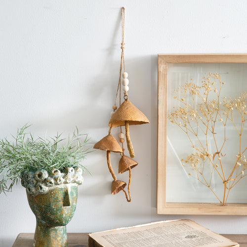 Hanging Paper Mache Mushrooms