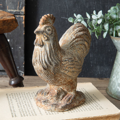 Farmhouse Denim Rooster Figurine