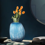 Yale Blue Asymmetrical Glass Vase