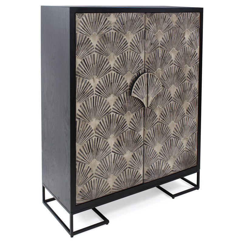 Harlow Tall Inlaid Bone Cabinet