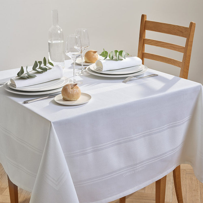 Garnier Thiebaut Signature Blanc Jacquard Tablecloth