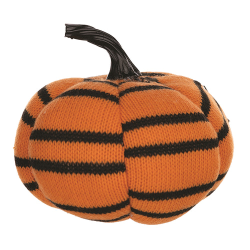 Plush Halloween Striped Pumpkin Sculpture