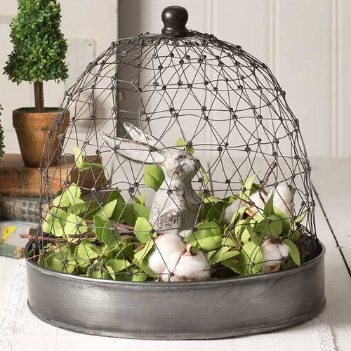 French Chicken Wire Cloche with Tray