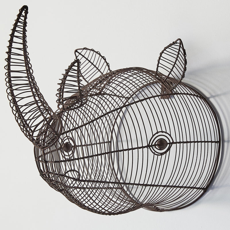 Wire Rhino Head Wall Mount