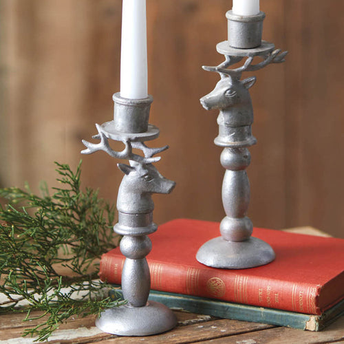 Reindeer Taper Candle Holder Set of 2