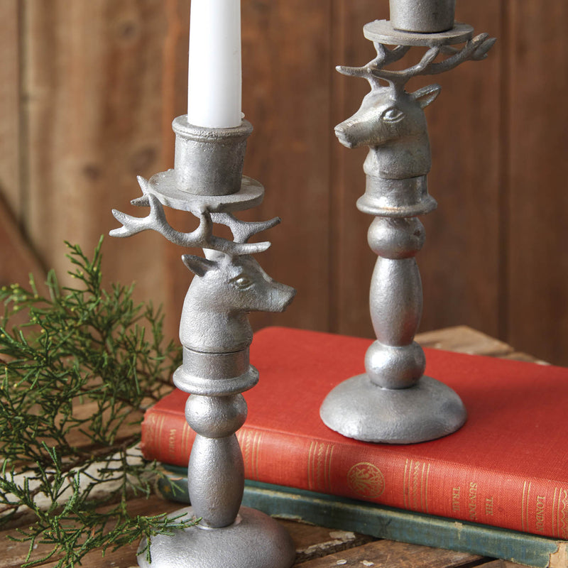 Reindeer Taper Candle Holder Set of 2