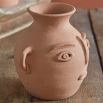 Abstract Face Terra Cotta Jug