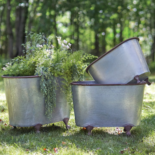 Galvanized Clawfoot Tub Set of 3