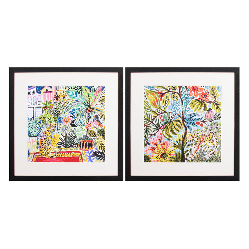 Fields Jungle Cat Landscape Framed Art Set of 2