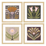 Moore Graphic Folk Flower Framed Art Set of 4