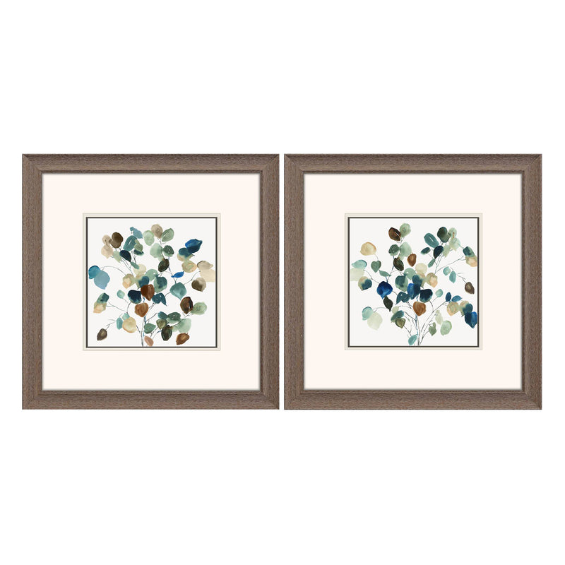 Jensen Blue Leaves Branch Framed Art Set of 2