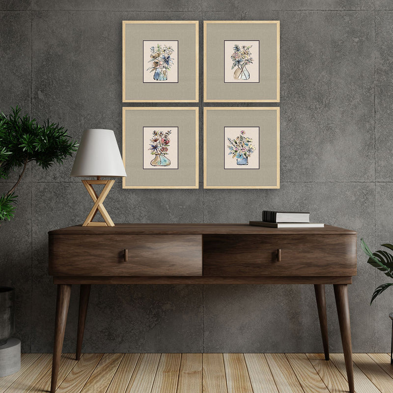 Nohren Floral Sketch Framed Art Set of 4