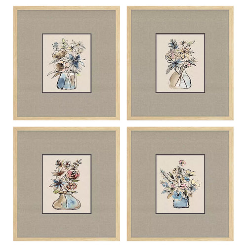 Nohren Floral Sketch Framed Art Set of 4