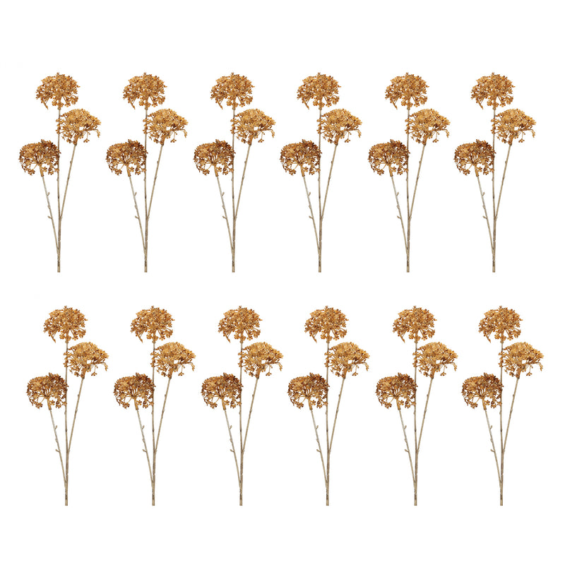 Golden Hydrangea Faux Plant Stem Set of 12