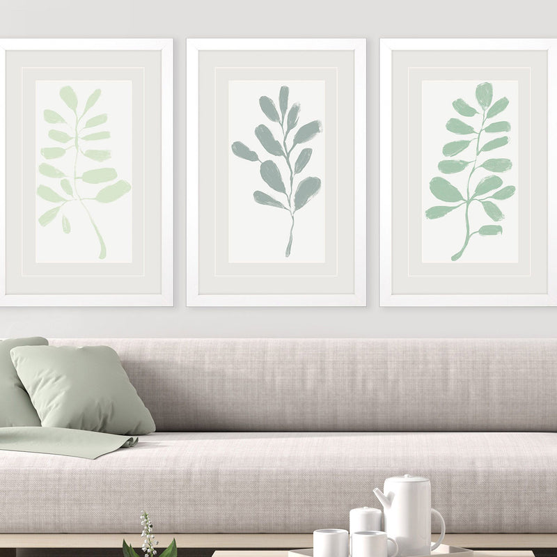 Vess Soft Sprig Trio II Framed Art