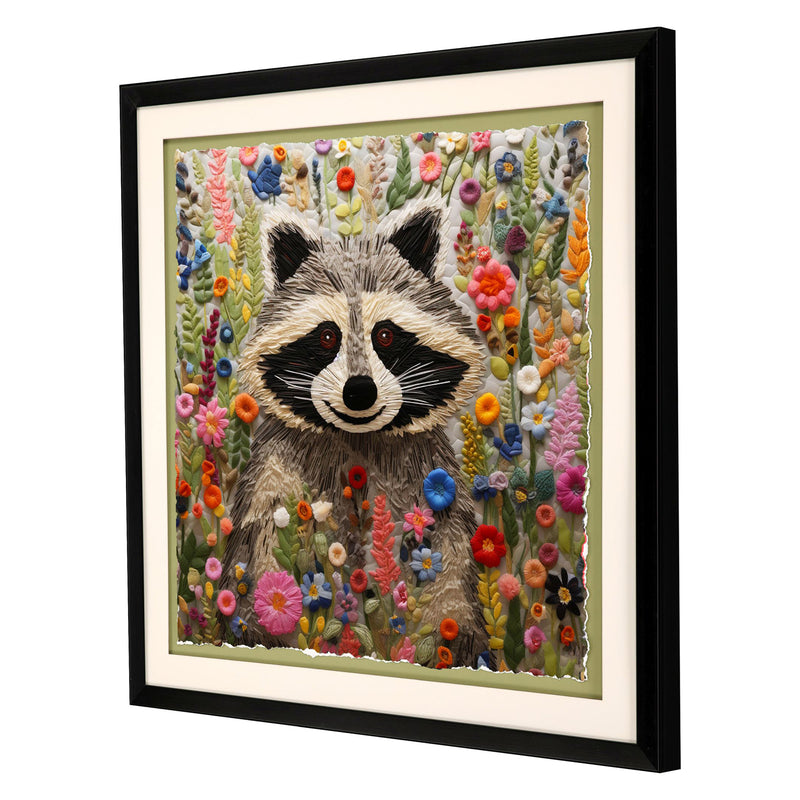 Roozbeh Patchwork Racoon Framed Art