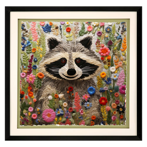 Roozbeh Patchwork Racoon Framed Art