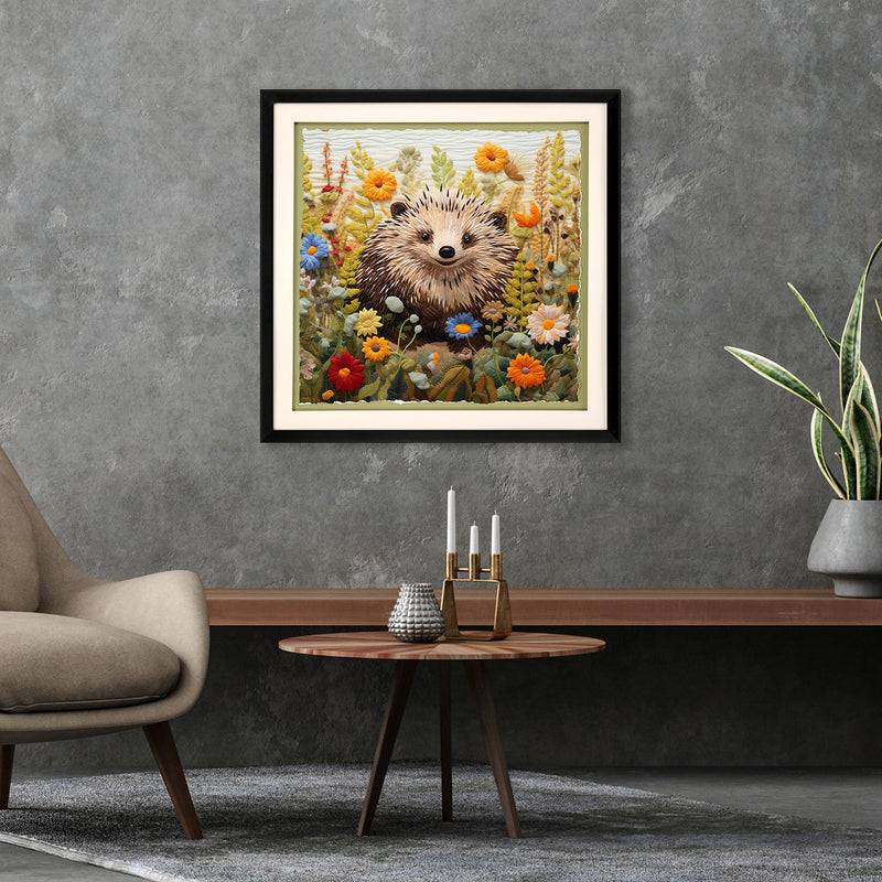 Roozbeh Patchwork Hedgehog Framed Art