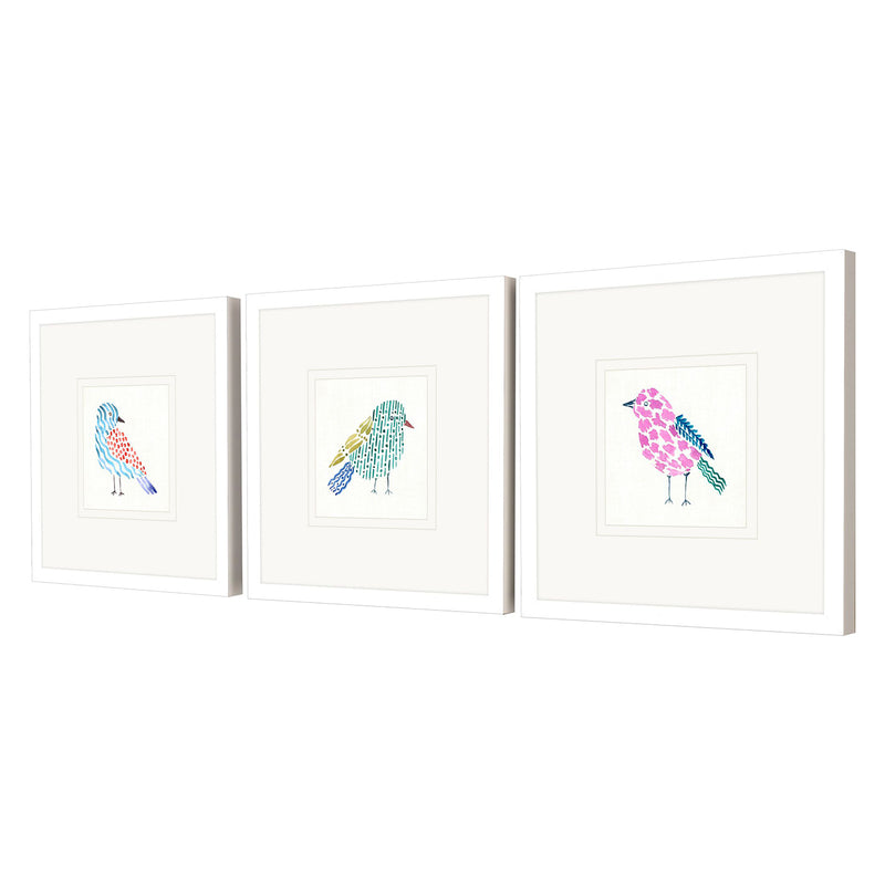 Inspire Studio Conversation Birds I Framed Art Set of 3