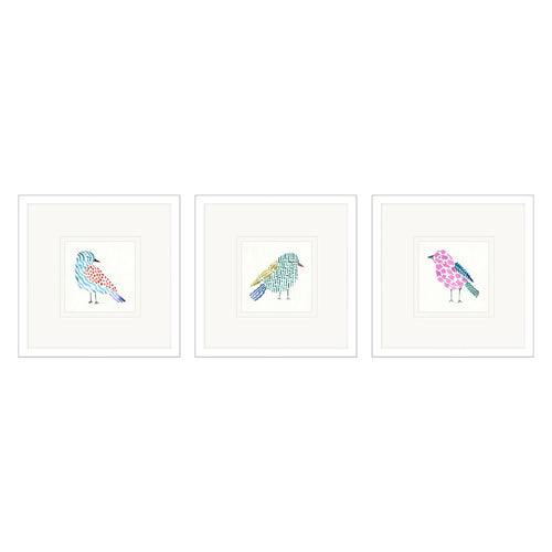 Inspire Studio Conversation Birds I Framed Art Set of 3