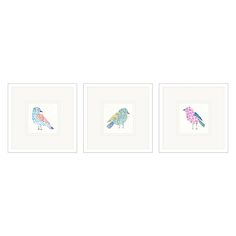 Inspire Studio Conversation Birds I Framed Art Set of 3