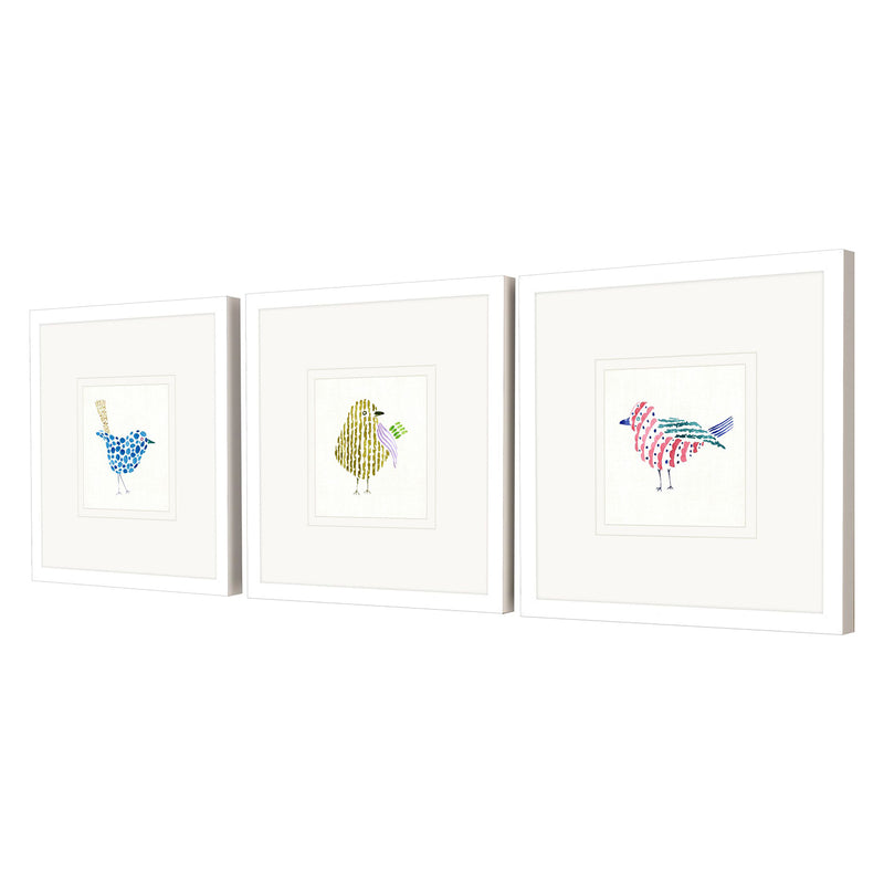 Inspire Studio Conversation Birds II Framed Art Set of 3