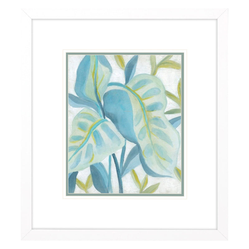 Vess Aqua Tropical Leaves I Framed Art