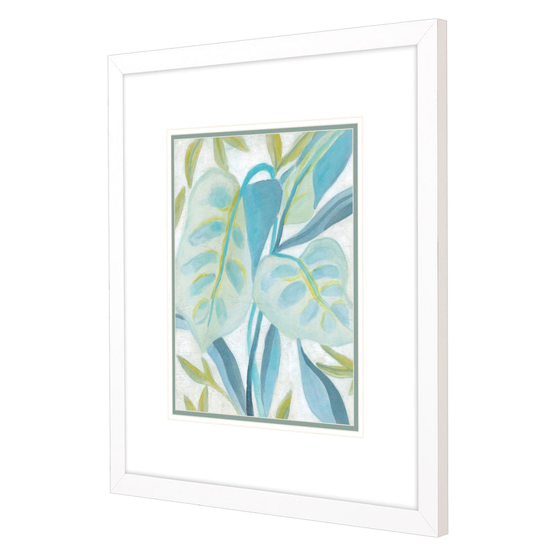 Vess Aqua Tropical Leaves II Framed Art