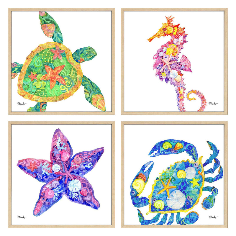 Brent Nassau Sea Life Framed Art Set of 4